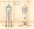 Aperçu et plan en coupe du château d'eau de Benfeld, 1905, ADBR 240 D 344. - © Archives départementales du Bas-Rhin