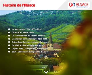 capture de la page d'accueil du site Histoire de l'Alsace, par l'Institut National de l'Audiovisuel. © INA