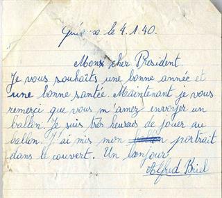 Lettre d'Alfred Briel, réfugié à Queaux, dans le département de la Vienne au début de la Deuxième Guerre mondiale, 04/01/40. © Archives départementales du Bas-Rhin.