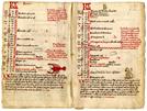 Calendrier zodiacal de l'abbaye de Koenigsbruck : mois de juillet et août, avec représentation des signes zodiacaux du cancer et du lion, 15e siècle. ADBR, 12 J 2035.