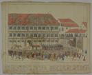Pillage de l'Hôtel de Ville de Strasbourg Strasbourg le 22 juillet 1789, gravure sur cuivre en couleur, Devere, 1789.