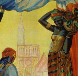 Détail de l'affiche de l'exposition coloniale de Strasbourg, 1924, 121 AL 1542. © Archives départementales du Bas-Rhin