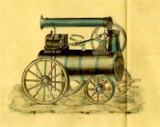 Plan d’une machine locomobile de la force de 4 chevaux accompagnant une demande d’autorisation de mise en activité déposée devant le maire de Muttersholtz, 1860, ADBR 5 M 150. © Archives départementales du Bas-Rhin
