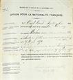Certificat de nationalité française attribué à Kuhn Antoine, délivré le 23 septembre 1872. ADBR, 414 D 2280.
