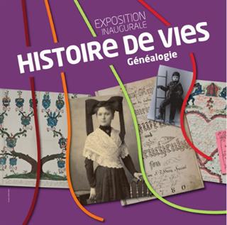 Affiche de l'exposition "Histoire de vies, généalogie", conçue par l'agence Pied à coulisse. © Archives départementales du Bas-Rhin.