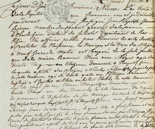 Extrait d'un acte de divorce enregistré à Obernai le 23 décembre 1794. ADBR, 4 E 348/23. © Archives départementales du Bas-Rhin.