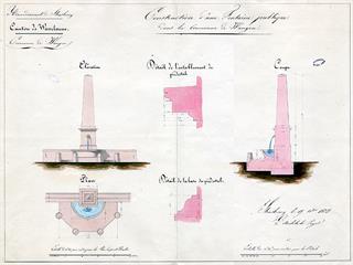 Projet de construction d'une fontaine publique à Wangen : plan préliminaire, 1832, ADBR 2 OP/TC 319 © Archives départementales du Bas-Rhin